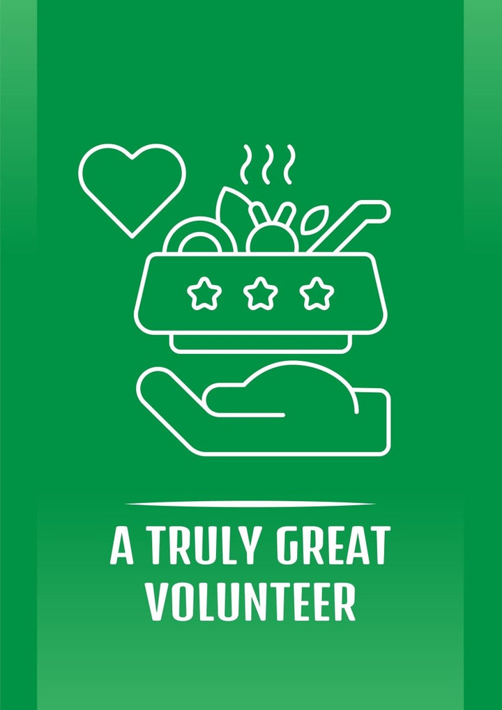 Annual volunteer week celebration postcard with linear glyph icon set