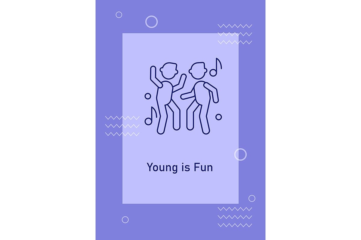 Annual youth day celebrating postcards with linear glyph icon set