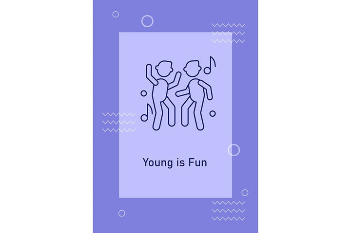Annual youth day celebrating postcards with linear glyph icon set