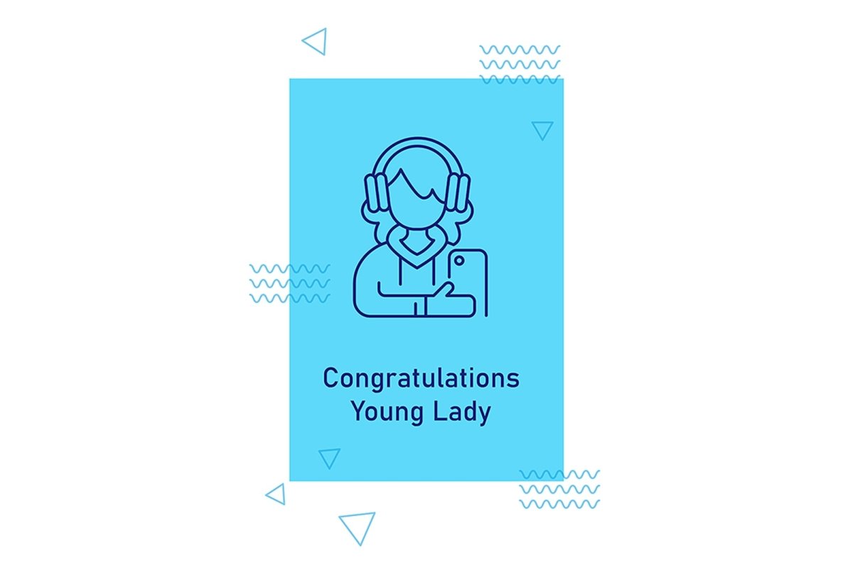 Annual youth day celebrating postcards with linear glyph icon set
