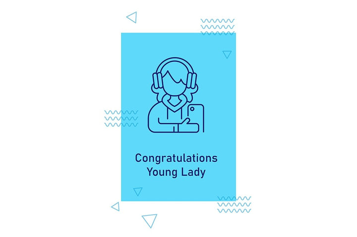 Annual youth day celebrating postcards with linear glyph icon set