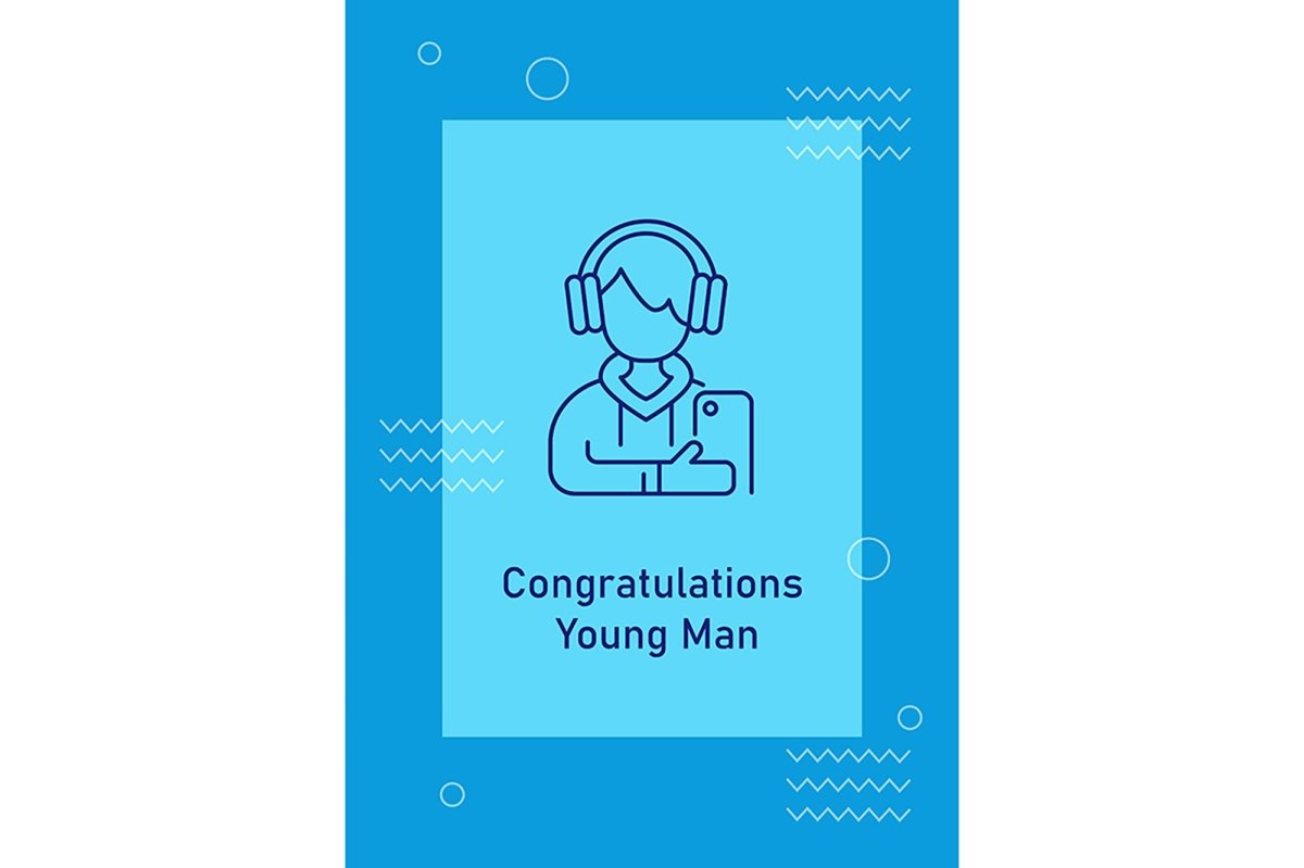 Annual youth day celebrating postcards with linear glyph icon set