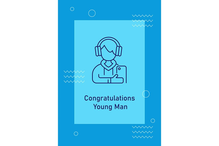 Annual youth day celebrating postcards with linear glyph icon set