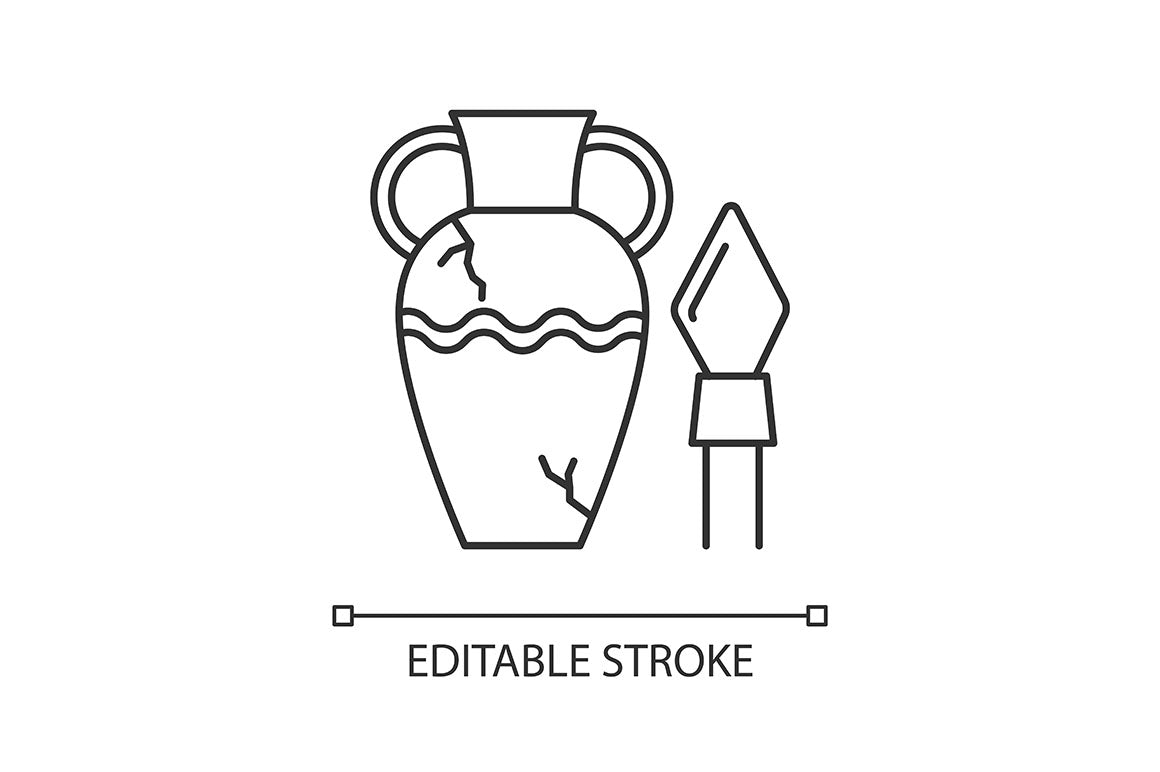 Archeology linear icons set