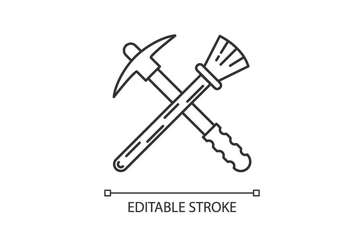Archeology linear icons set