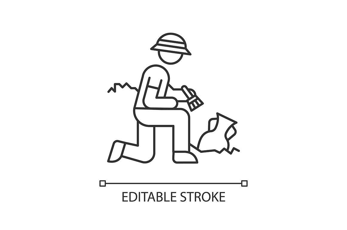 Archeology linear icons set