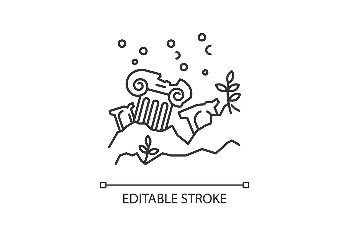 Archeology linear icons set