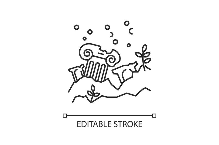 Archeology linear icons set