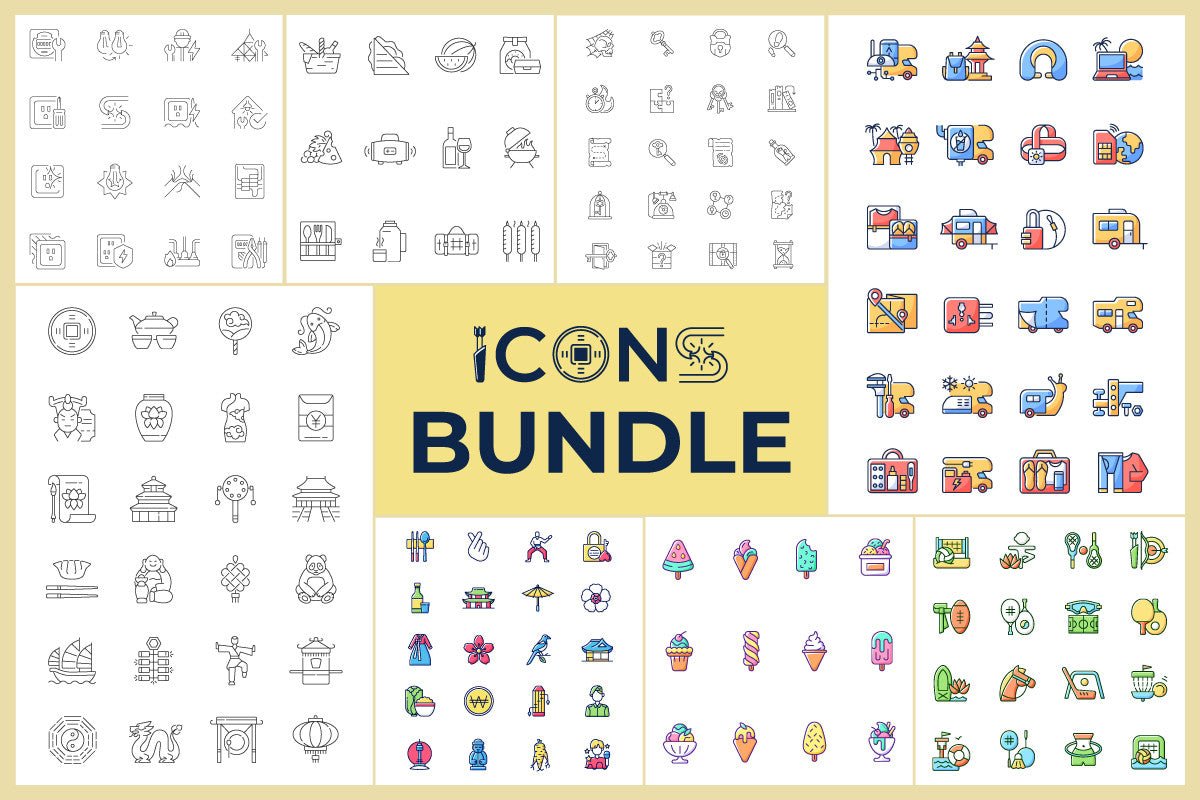 Asia Travel Icons bundle