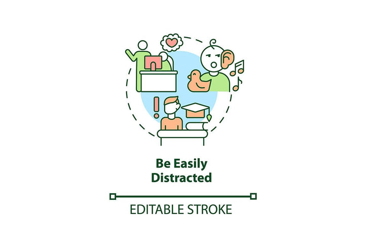 Attention deficit and hyperactivity disorder concept icons bundle