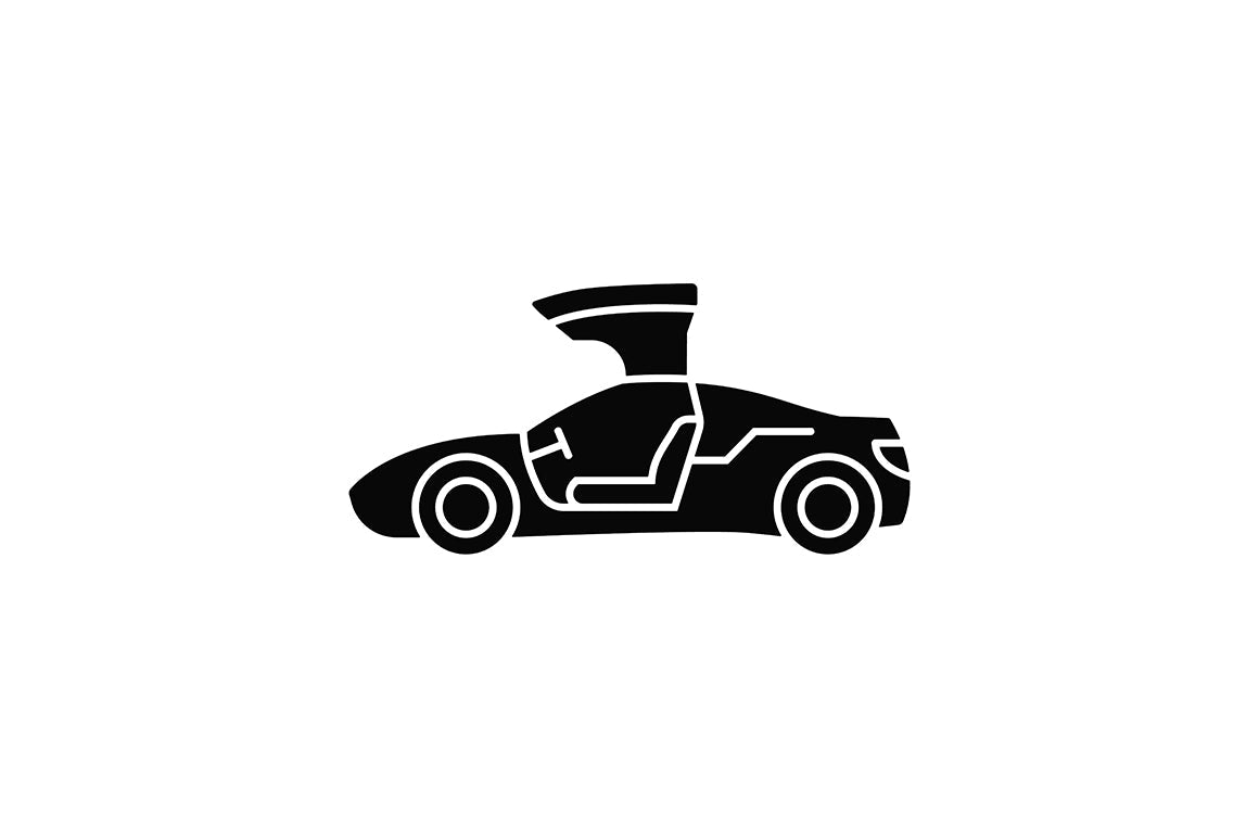Auto racing black glyph icons set on white space