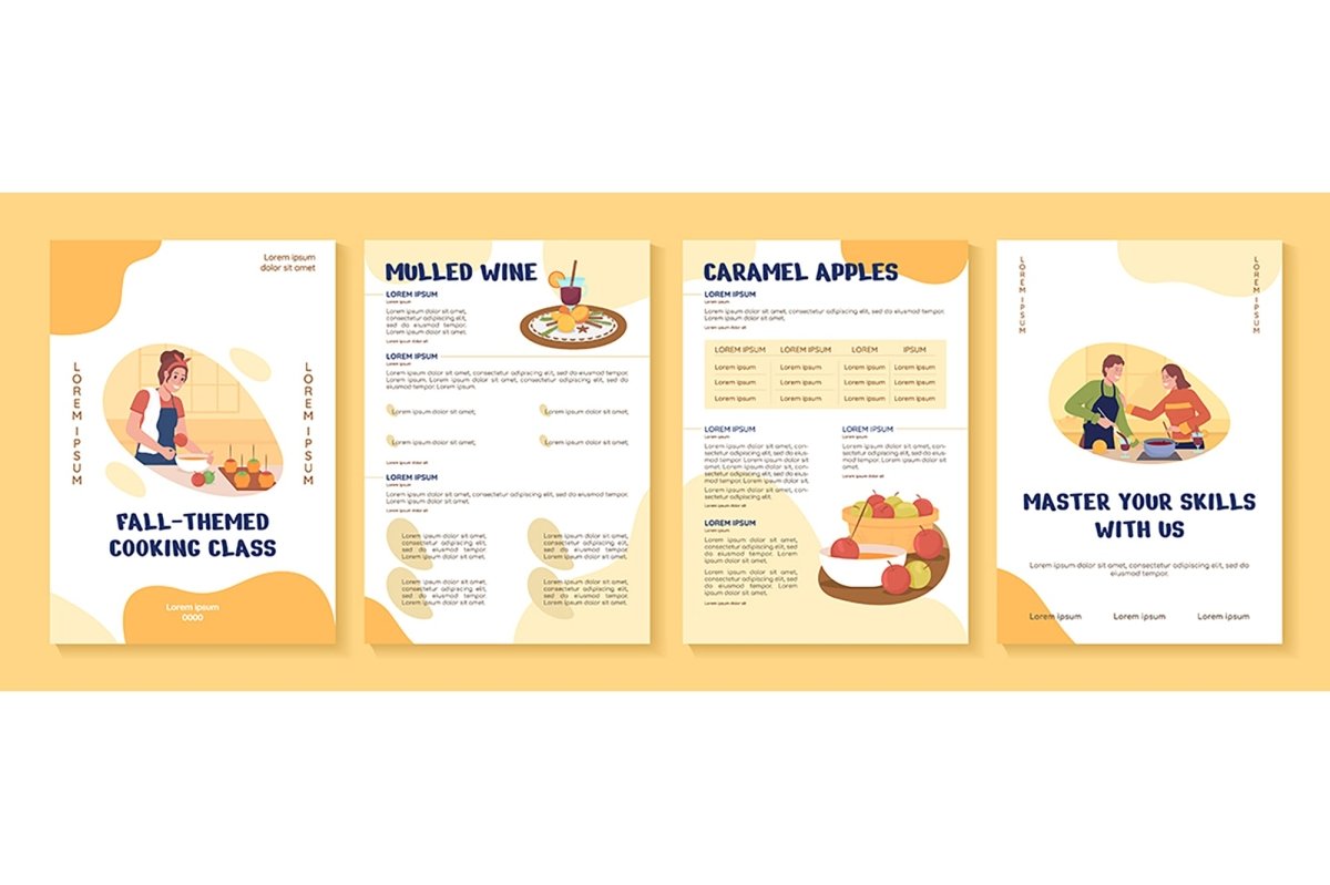 Autumn activities for couples vector template set