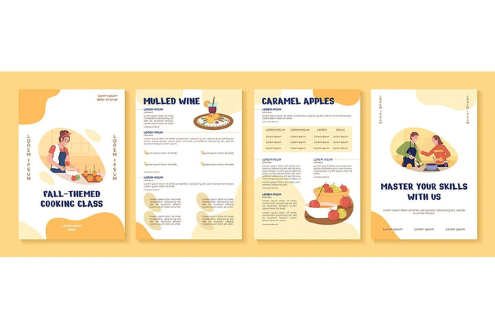 Autumn activities for couples vector template set