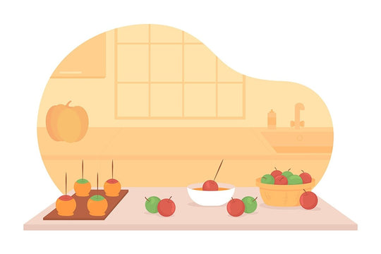 Autumn cooking flat color vector illustration set