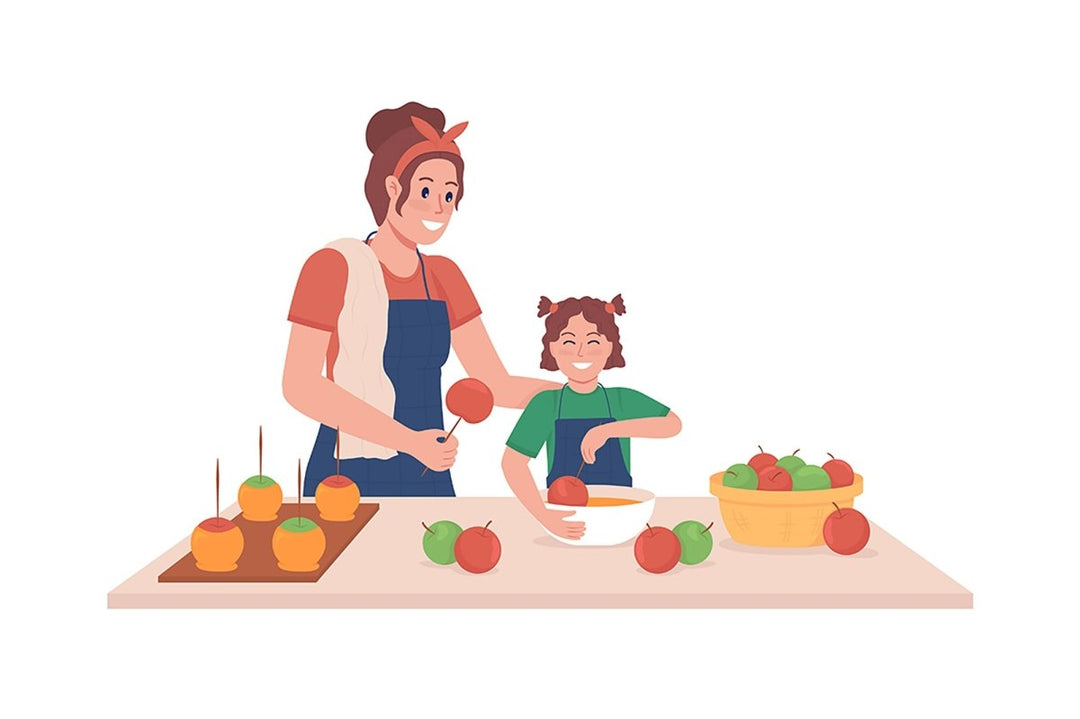 Autumn cooking flat color vector illustration set
