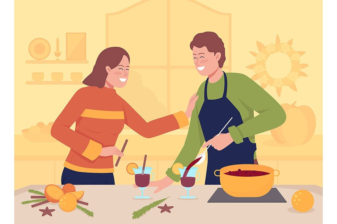 Autumn dishes flat color vector illustrations