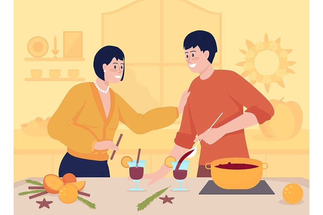 Autumn dishes flat color vector illustrations