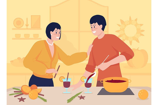 Autumn dishes flat color vector illustrations