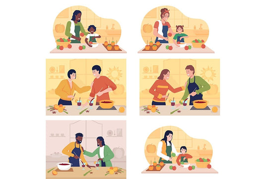 Autumn dishes flat color vector illustrations