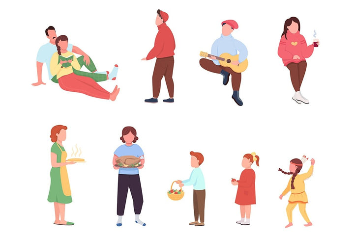 Autumn dynamic figure characters bundle