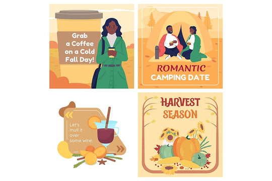 Autumn social media cards mockup set