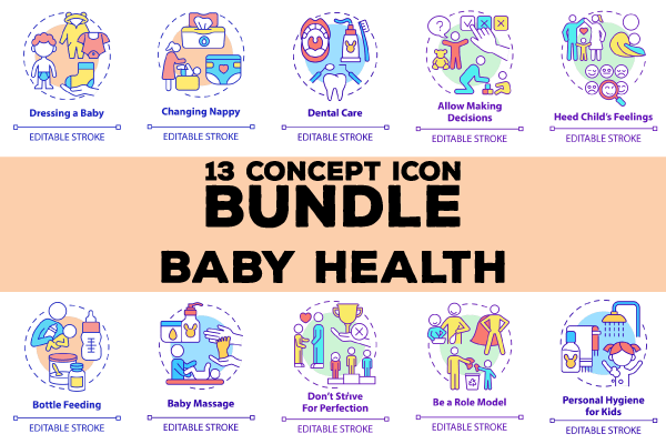 Baby Health Concept Icons Bundle