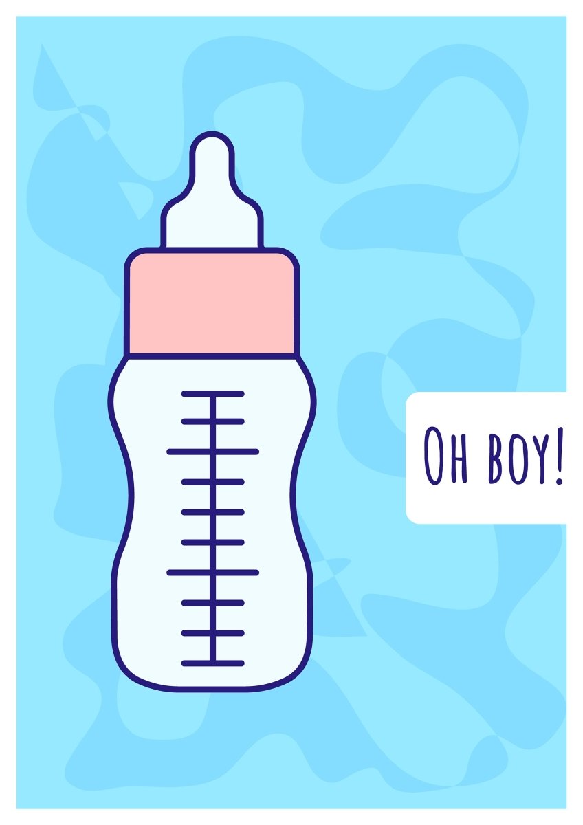 Baby shower greeting card with color icon element set