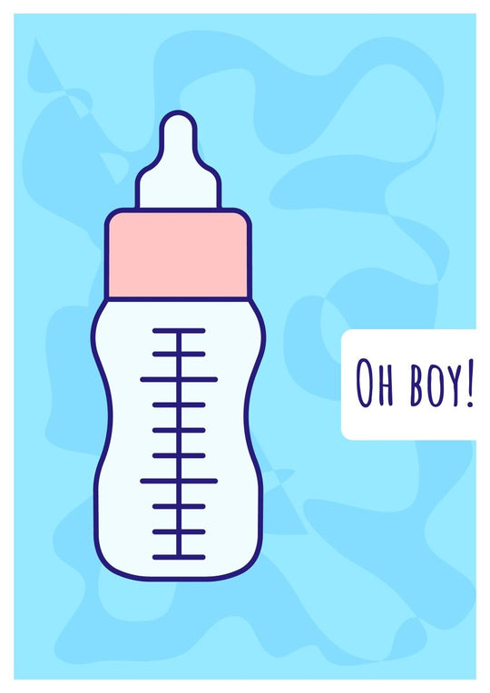 Baby shower greeting card with color icon element set