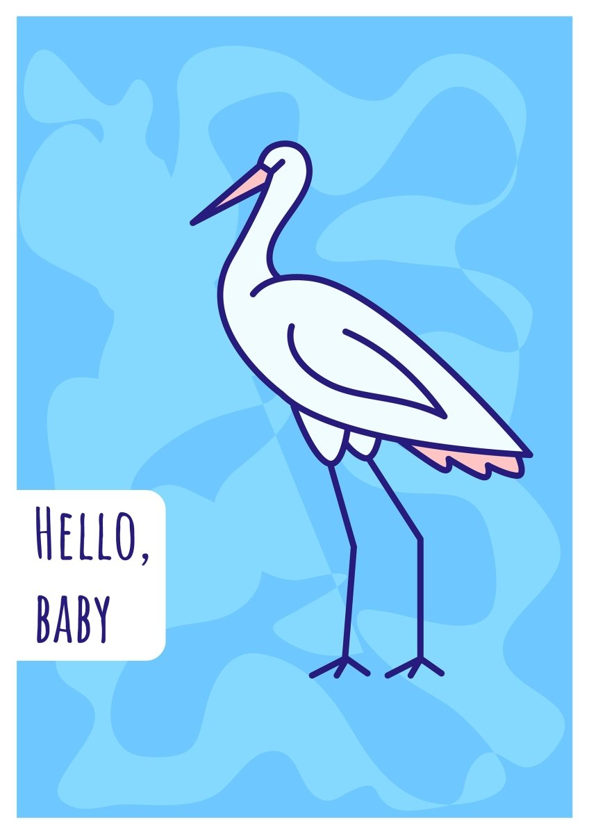 Baby shower greeting card with color icon element set
