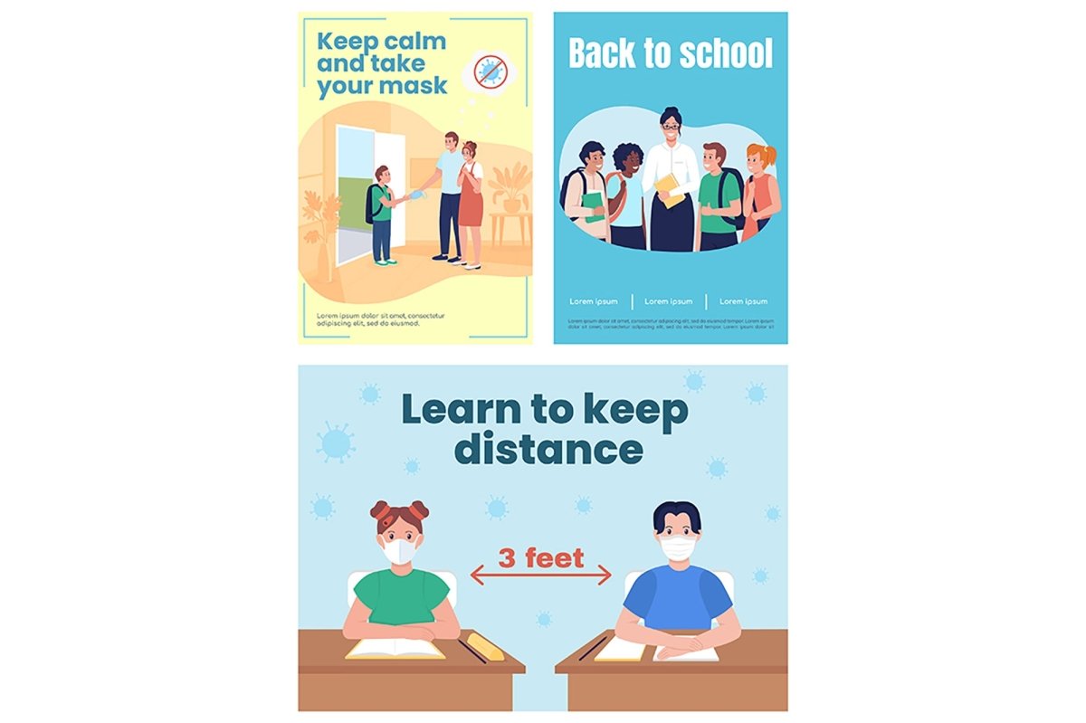 Back to school poster flat vector templates