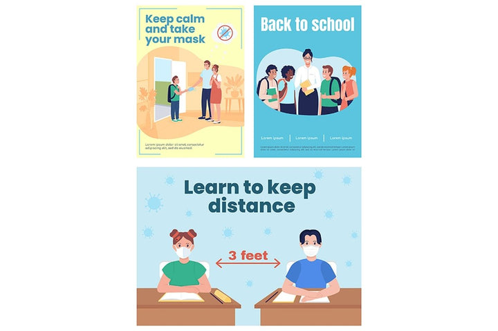 Back to school poster flat vector templates