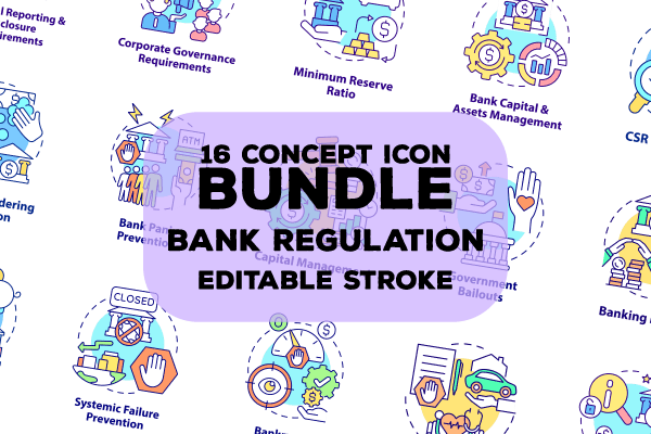 Bank Regulation Concept Icons Bundle