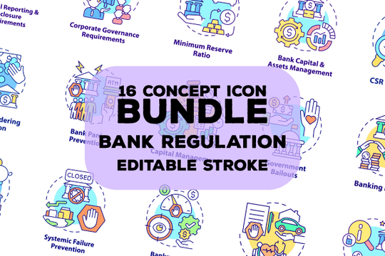 Bank Regulation Concept Icons Bundle