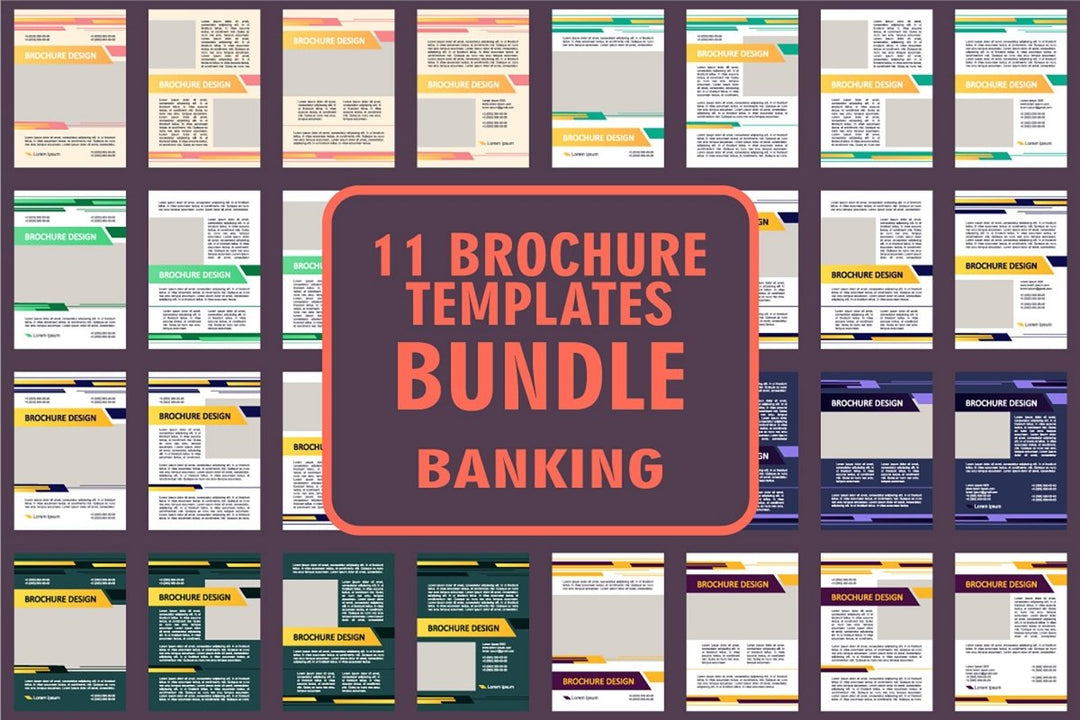 Banking services blank brochure design bundle