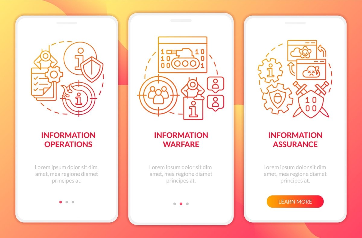 Basic definitions red gradient onboarding mobile app screen