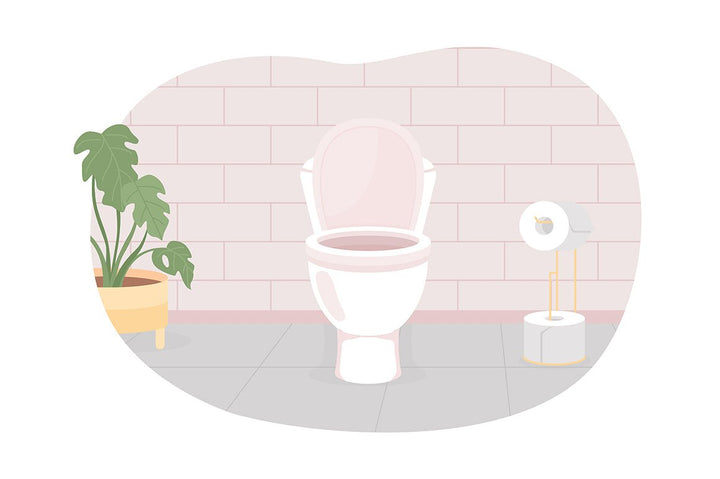 Bathrooms and water closets flat color vector illustrations set