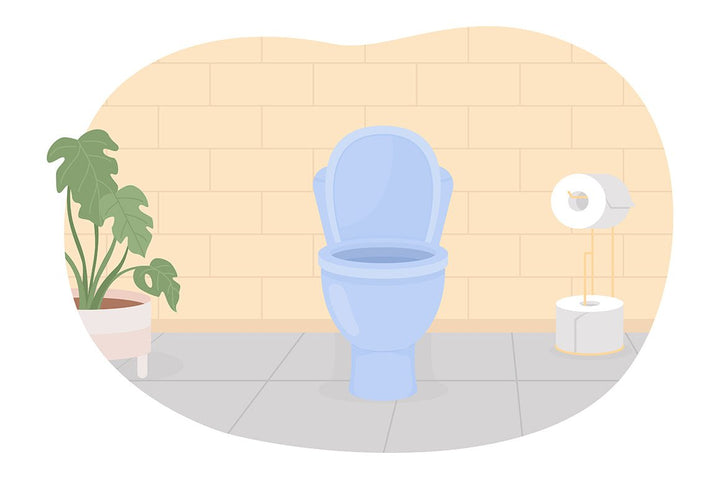Bathrooms and water closets flat color vector illustrations set