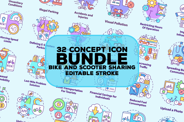 Bike and Scooter Sharing Icons Bundle