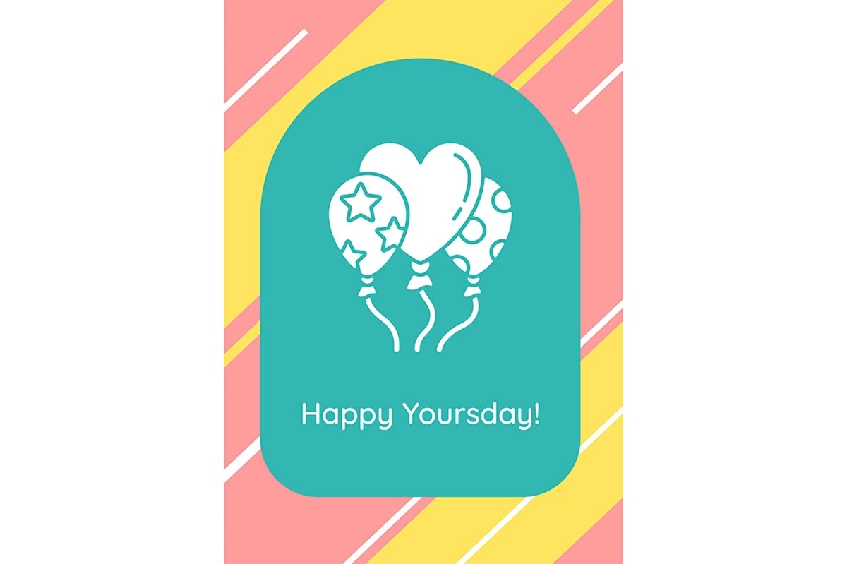 Birthday traditions greeting cards with glyph icon element set