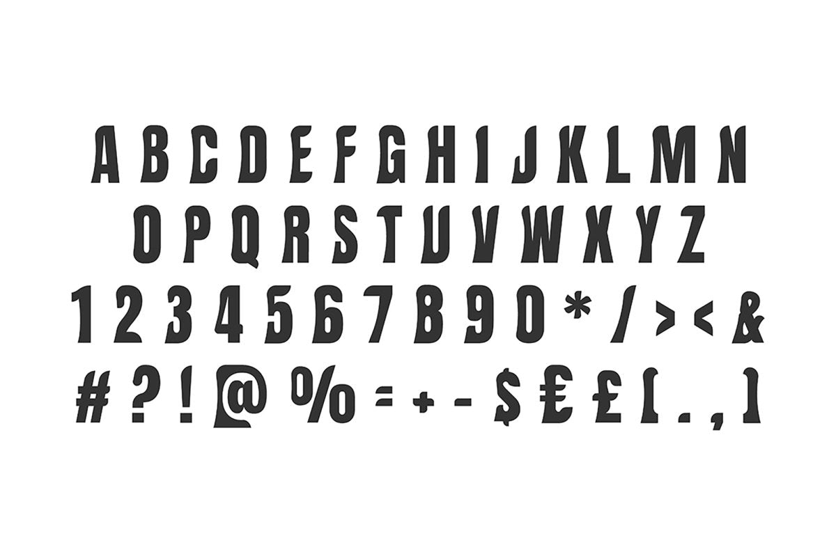 Black bold and linear cut style alphabet set