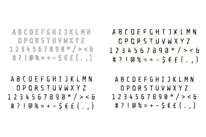 Black bold and linear rounded alphabet set