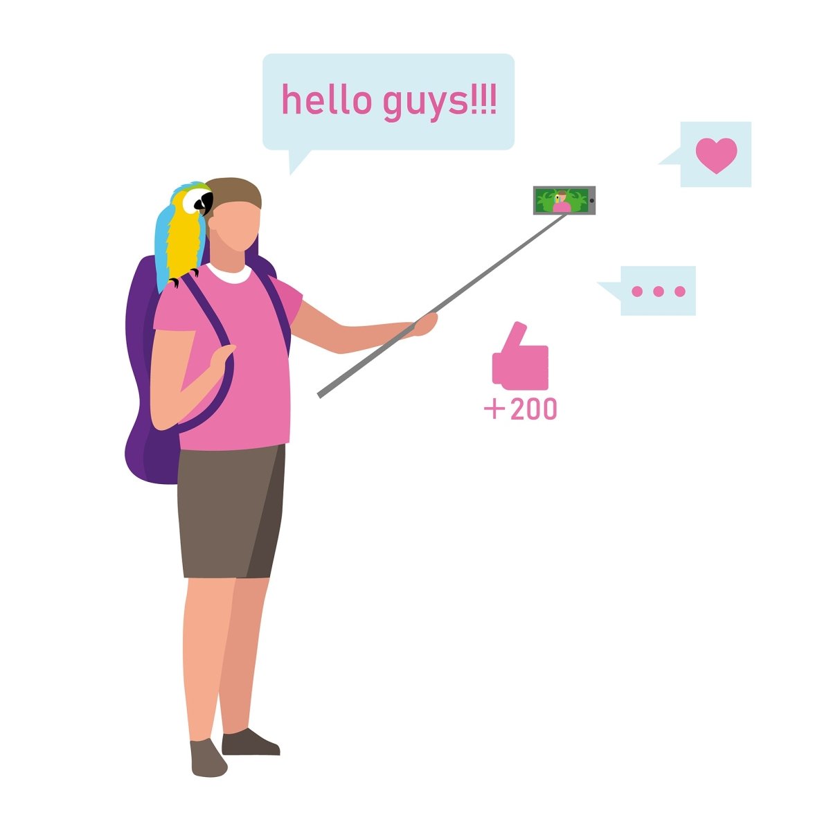 Bloggers flat vector illustrations set
