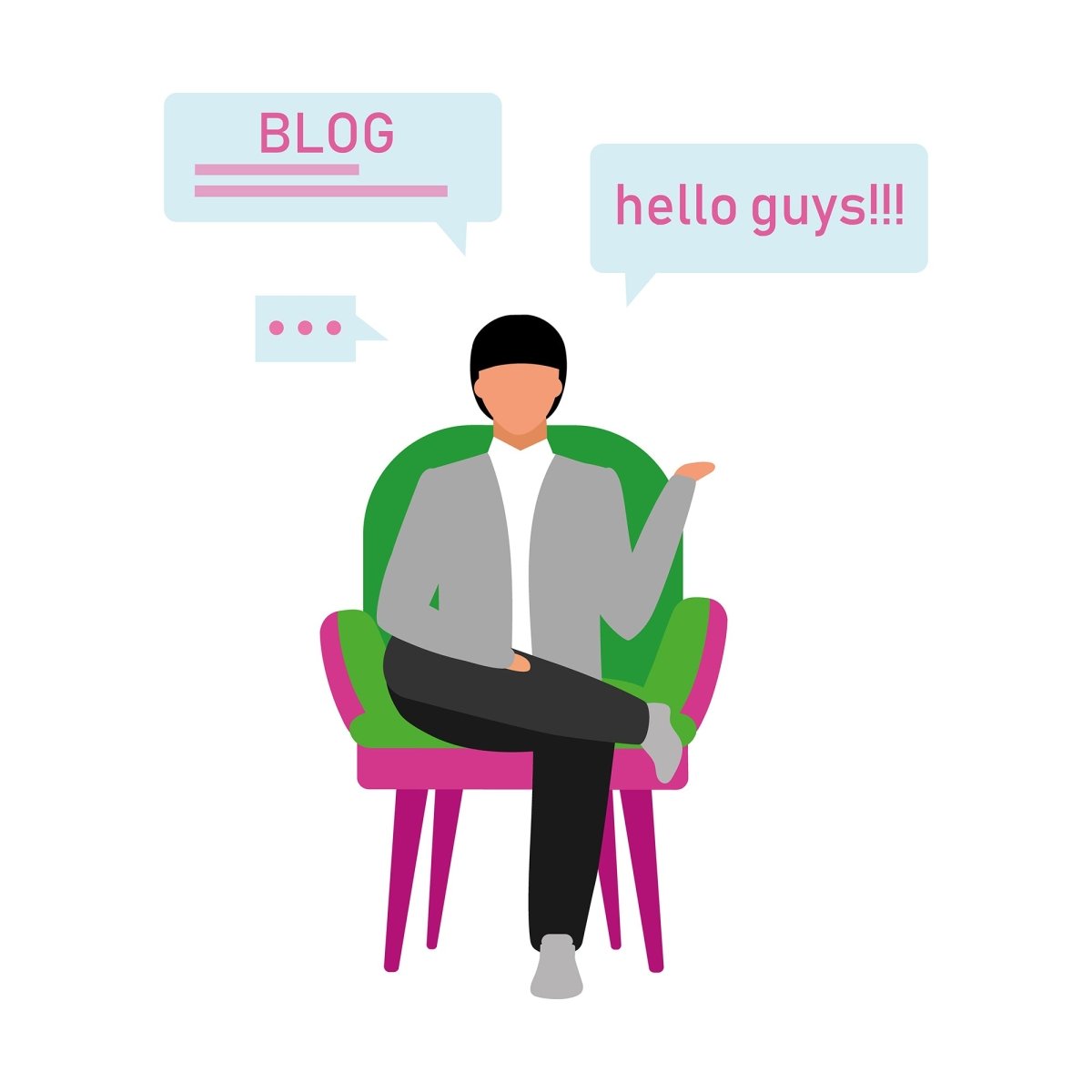 Bloggers flat vector illustrations set