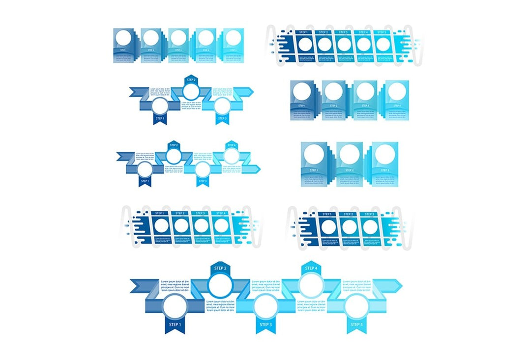 Blue infographic chart design templates set