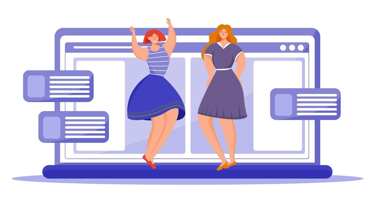Body positive flat poster vector template