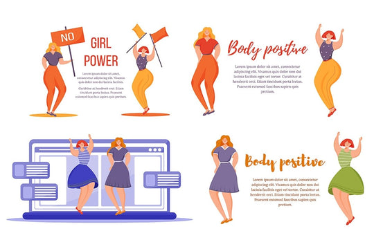 Body positive flat poster vector template