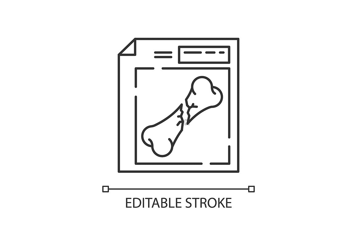 Bone fracture X-ray scan pixel perfect linear icon
