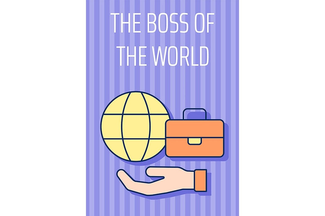 Boss greeting card with color icon element set