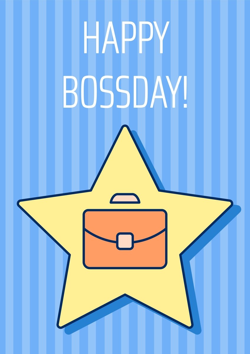 Boss greeting card with color icon element set
