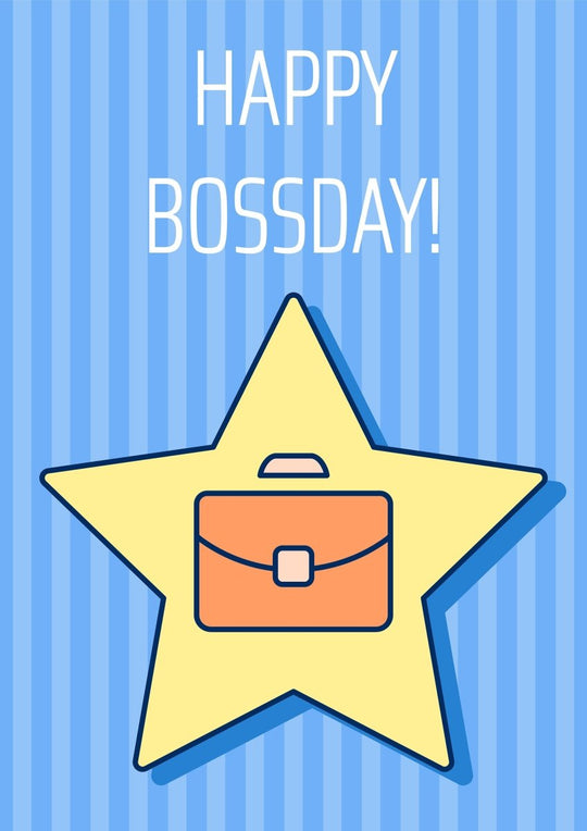 Boss greeting card with color icon element set